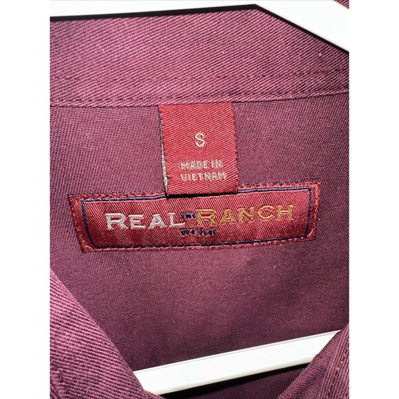 Real Ranch Men's Burgandy Thick Twill Western Work Shirt Small Pearl Snap EUC - Picture 4 of 6